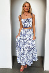 Joy Maxi Skirt - Blue Floral