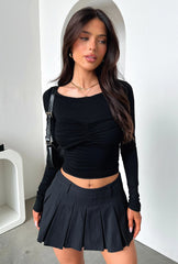 Wren Pleated Mini Skirt - Black