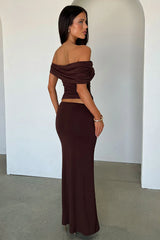 Malika Off-Shoulder Top - Brown