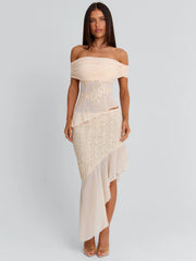 VICTOREA MIDI SKIRT CREAM