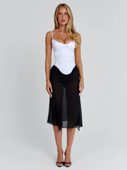 KAILEN MIDI DRESS WHITE BLACK