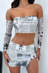 Mikayla Skirt - Grey News Paper Skirt