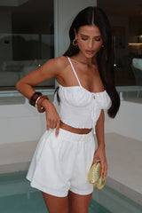 Lottie Embroidered Crop - White