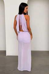 Milly Halter Neck Maxi Dress - Purple