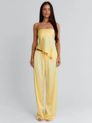 CLOVELLY SATIN PANTS YELLOW