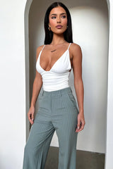 Alaric High Rise Pants - Grey Pinstripe