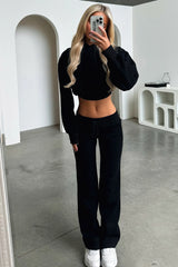 Zaina Cropped Hoodie - Black