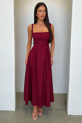 Chantelle Square Neck Midi Dress - Burgundy
