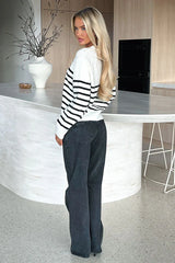 Hampton Knit Jumper - Black & White Striped