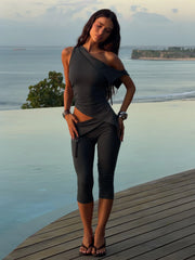JULIETT CAPRI PANTS DARK GREY