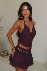 Camila Ruffle Mini Skirt - Brown