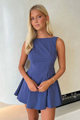 Arora Open Back Mini Dress - Navy