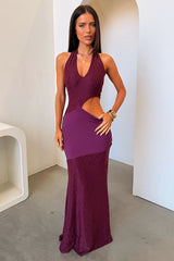 Walker Halterneck Maxi Dress - Plum