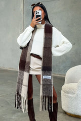 Zorino Scarf - Cream/Brown Plaid