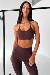 Kamari Open Back Sports Bra - Brown