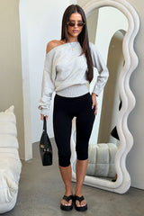 Tovah Off Shoulder Long Sleeve Knit - Grey
