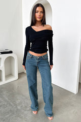 Rochelle Off Shoulder Long Sleeve Top - Black